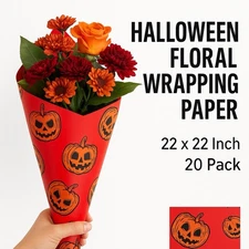 Pumpkins Floral  Wrapping Paper Waterproof 20 Sheets