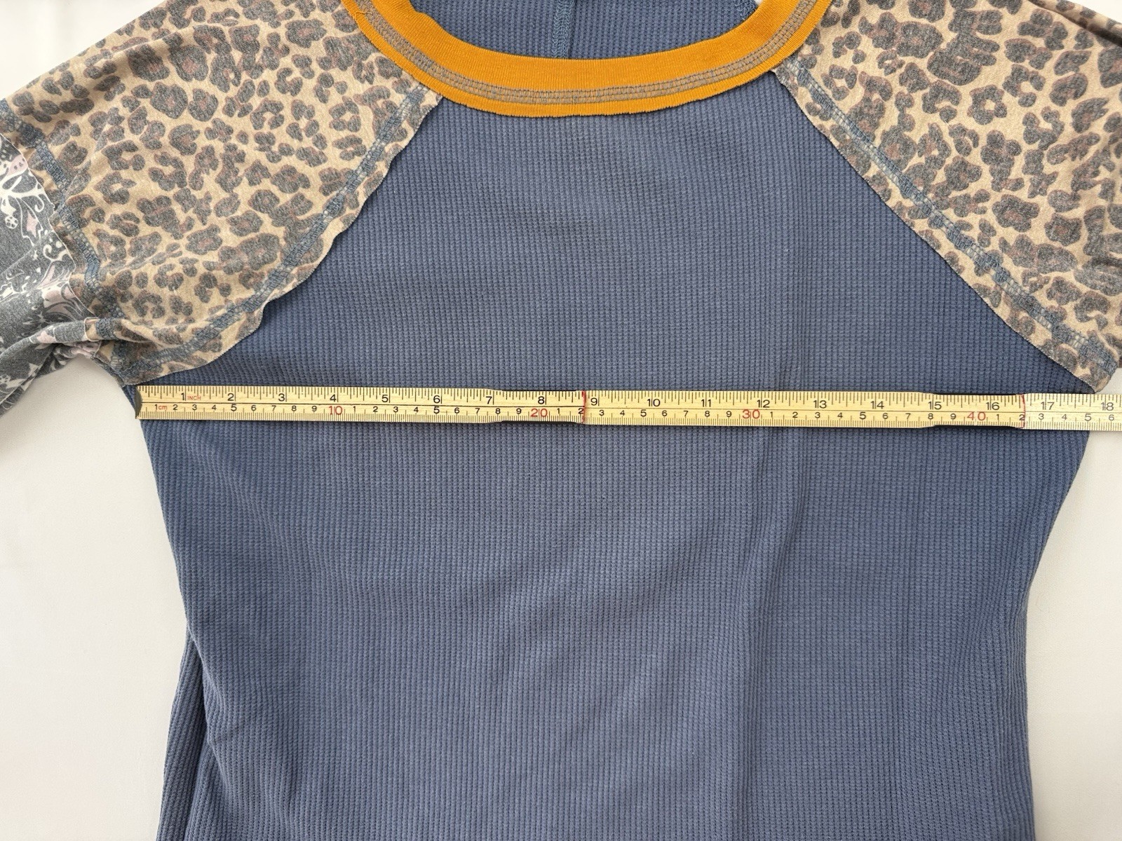 Easel Patchwork Thermal Top Leopard Boho Waffle K… - image 3