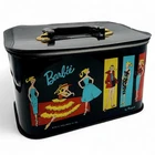 Vtg 1961 Mattel Ponytail Barbie Doll Carrying Train Case Storage Black Vinyl
