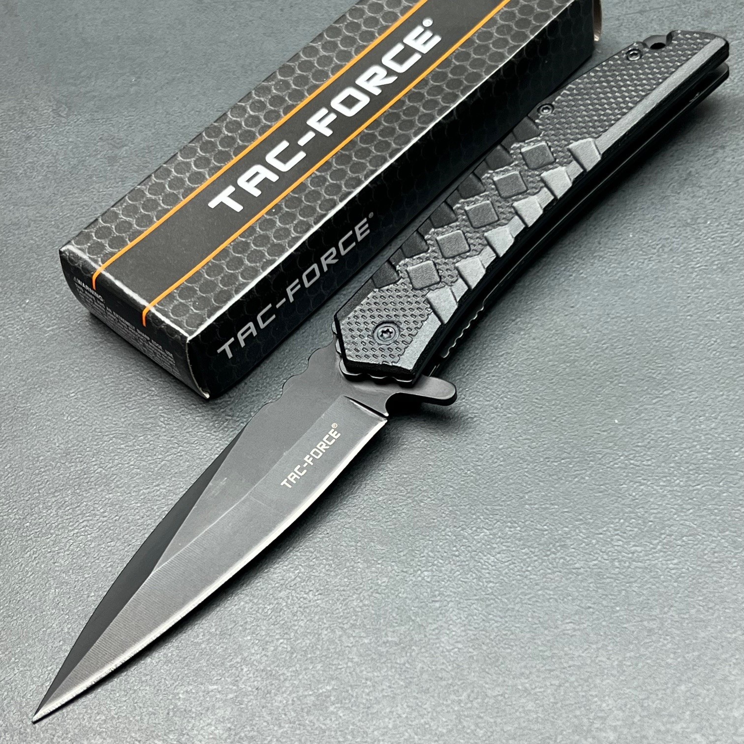 TAC-FORCE Assisted Opening Black Blade Folding Flipper EDC Pocket Knife