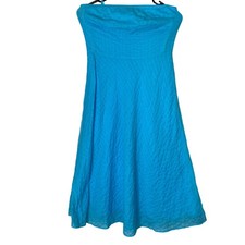 J.Crew Strapless Textured Cotton Midi Sundress Blue Size 4 Lined Summer Dress