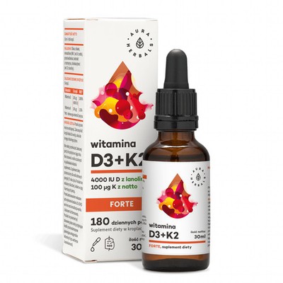 Aura Herbals Vitamin D3 4000IU + K2mk7 FORTE 30 ml Tropfen