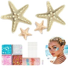 4PC Halloween Starfish Hairpin, 4 colors Facial Body Glitter Set  Pearls Sticke