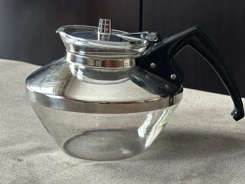 Vintage 50's PYREX WARE Teamaker Inc. 8 Cup Glass Teapot Stainless 6620-8