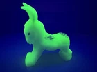 Fenton Hand Painted Glows Custard Glass Donkey Daisy Pattern Uranium Signed
