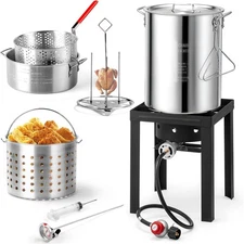 Karl home 30QT Turkey Fryer & 10QT Fish Fryer Kit w/ 55,000BTU Propane Stove