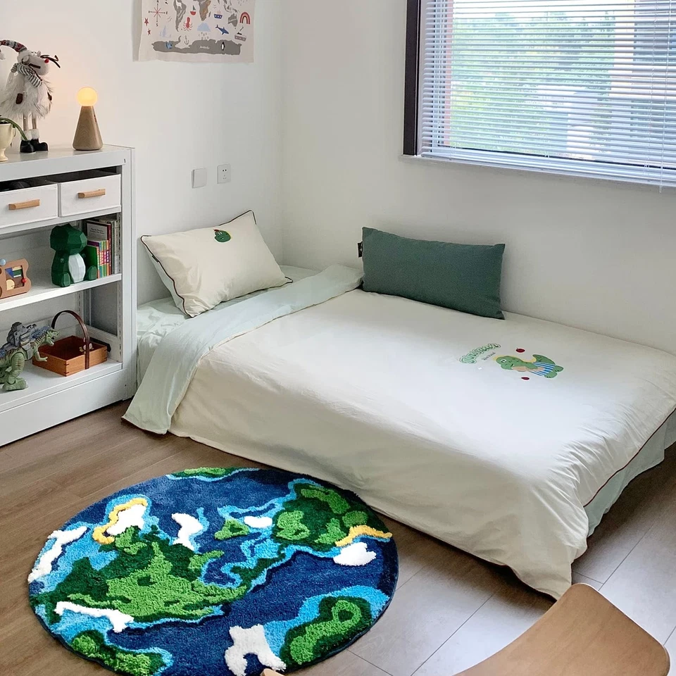 Earth World Map Rug - Moss Science Circle Rug for Classroom Kids, Cute Bath M... - Image 4 of 4