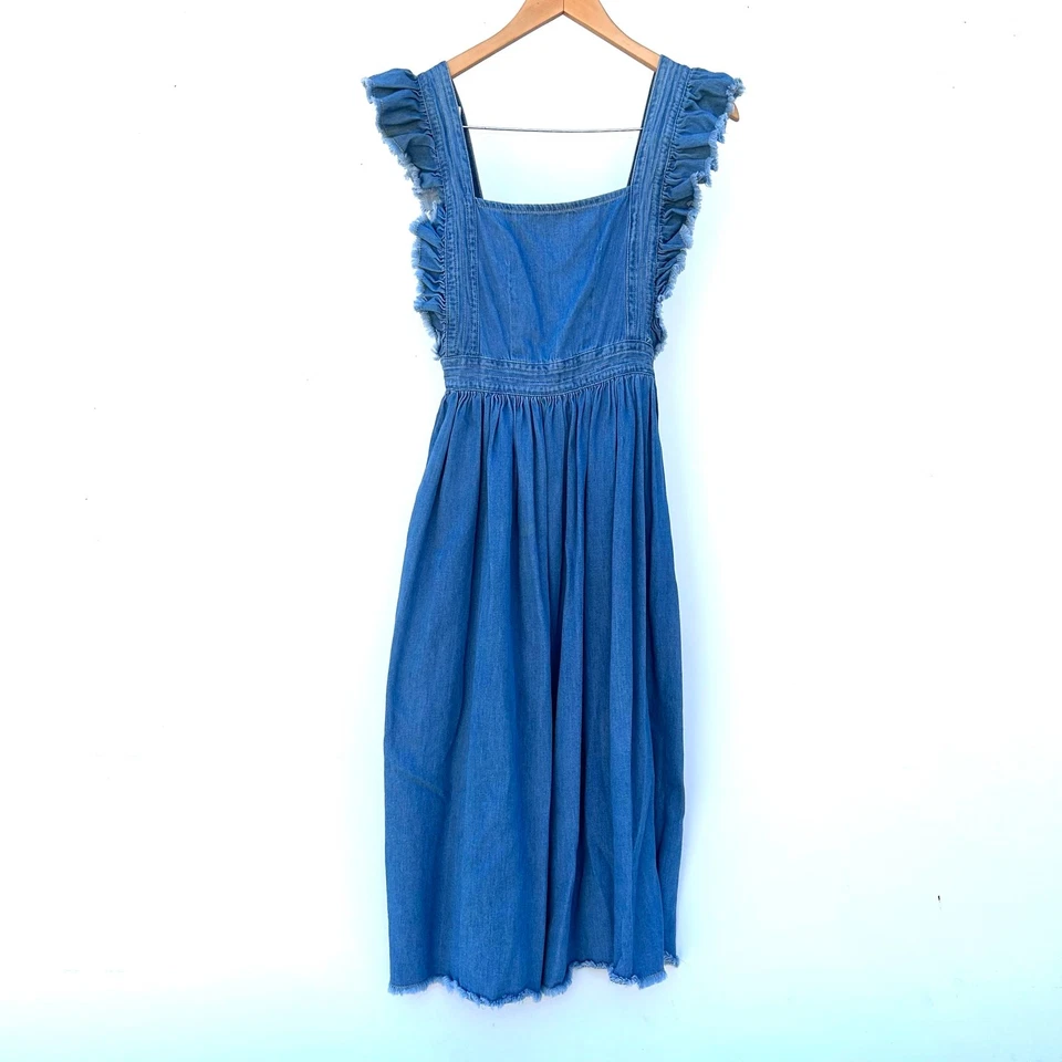 Vestido midi Silence + Noise Denim Jean Flecos Boho Cottagecore XS Algodón Foto 2 de 4