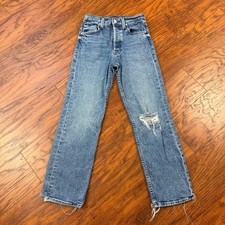 Mother Jeans Women 24 Tomcat Ankle Completely Over Distressed Denim 22x25
