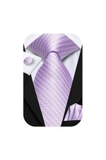 Mens 70 inches Tie Set Extra Long Necktie With Cufflinks Light Purple