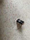 VINTAGE UNIQUE MARKED P 10k SIZE 5 WOMAN'S ONYK W/DIAMOND CHIP RING — photo 2
