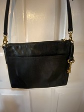 Vintage FOSSIL Black Leather ENVELOPE STYLE Cross Body Purse 10" X 8.5" X 1"