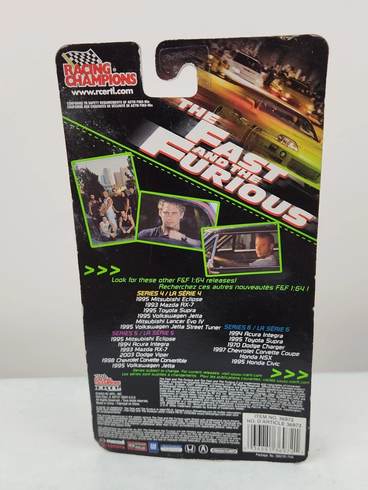 The Fast & The Furious 1994 Acura Integra Type-R 1/64 Racing Champions Series 6 - Image 3 of 4