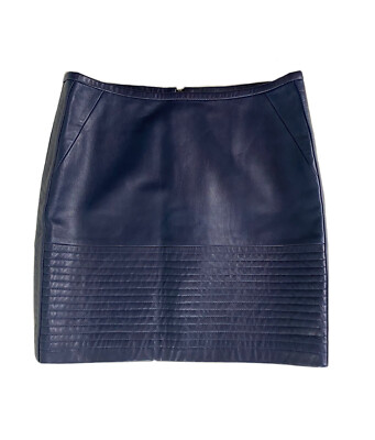 Jupe En Cuir D'agneau Sandro - Taille 2 (36), Couleur Bleu, Style Mini - Occasion Très Bon état