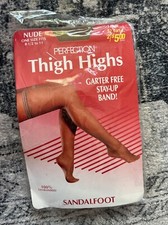 Vintage Perfection Thigh High Stockings Nude Shoe Size 8.5 - 11 Sandalfoot