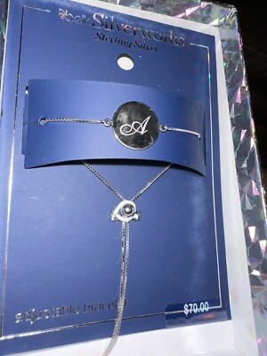 BELK SILVERWORKS STERLING SILVER ADJUSTABLE BRACELETS LETTER A LINK CHAIN FINE