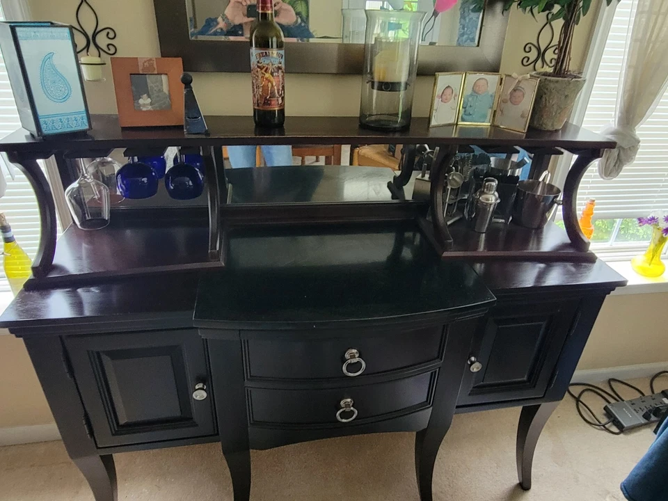 Broyhill Bar 2 piece set w/ silverware draw, wine glass rack and more - Image 4 of 4