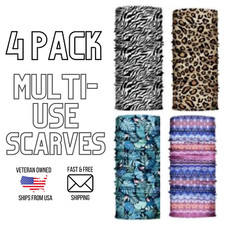 Multi Functional Tube Scarf Face Cover Head Wear Reusable 4 Pack