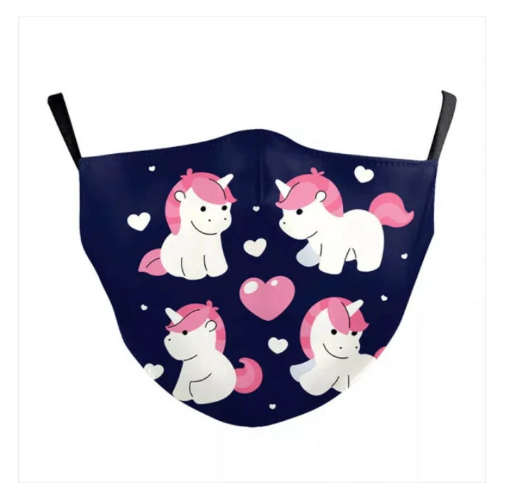 Children Face Mask Reusable Unicorn Cartoon Adjustable Washable US Fast Ship  - Image 3 of 4