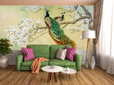 3D Magnolia Flower Peacock 29827NA Wallpaper Wall Murals Removable Wallpaper Fay
