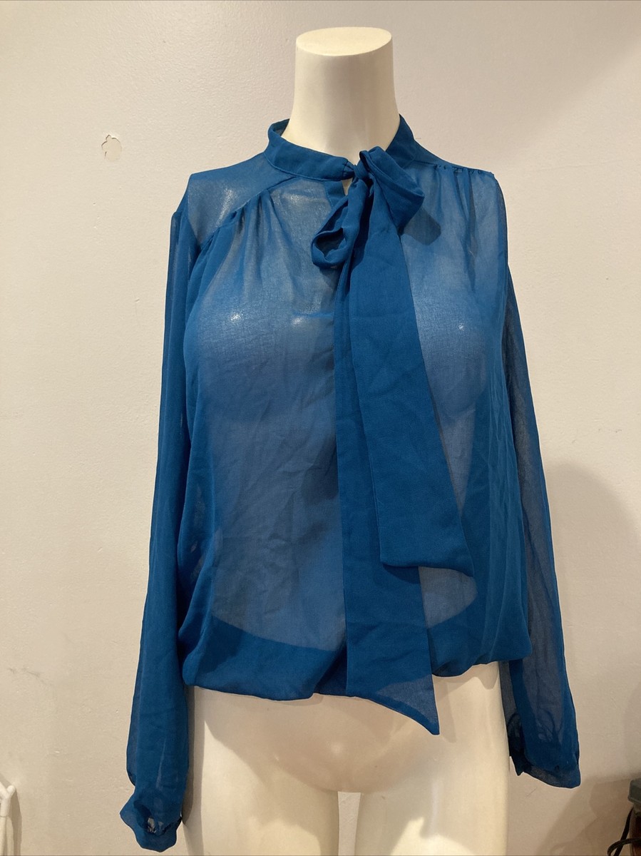 トップス meer. NECK RIBBON BLOUSE Sleeveless Ruffle Neck Blouse - Oxford Navy Solid Colors | NYDJ