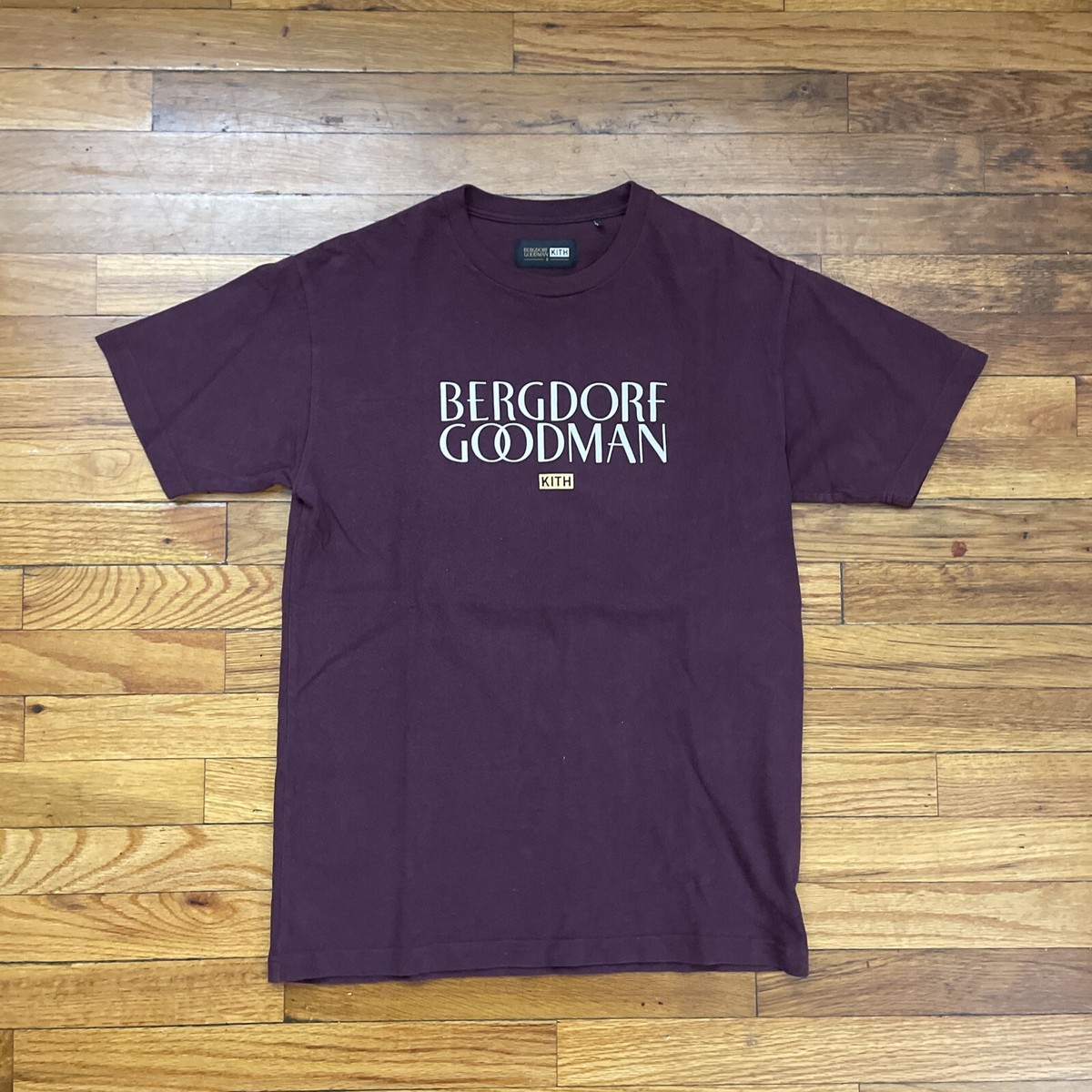 Rare Kith X Bergdorf Goodman SS17 Burgundy Graphic T Shirt Size S 