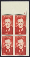 #2239 22c T.S. Eliot, Plate Block [2 UR] Mint **ANY 5=FREE SHIPPING**