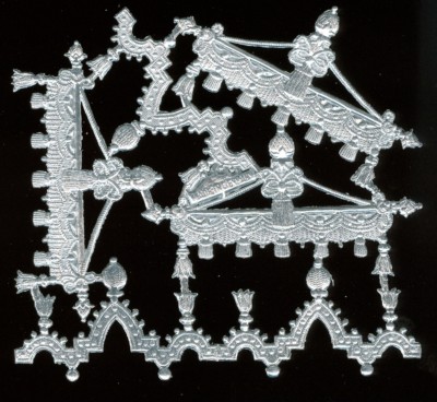 German Dresden Silver Foil Paper Tassel Embellishments Victorian Crafts