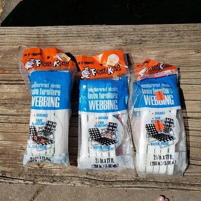 3 Pkg Frost King Weatherproof Plastic Lawn Furniture Webbing White 2 1/4'' x 17'