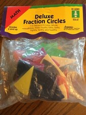 Deluxe fraction Circles. Grades 2 up. Math. Ideal. 51 pieces in 9 colors.