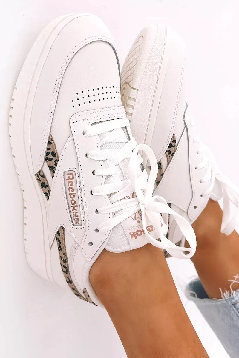 Reebok Club C Double Revenge Leather Sneakers -White and Leopard- Women's  Size 9