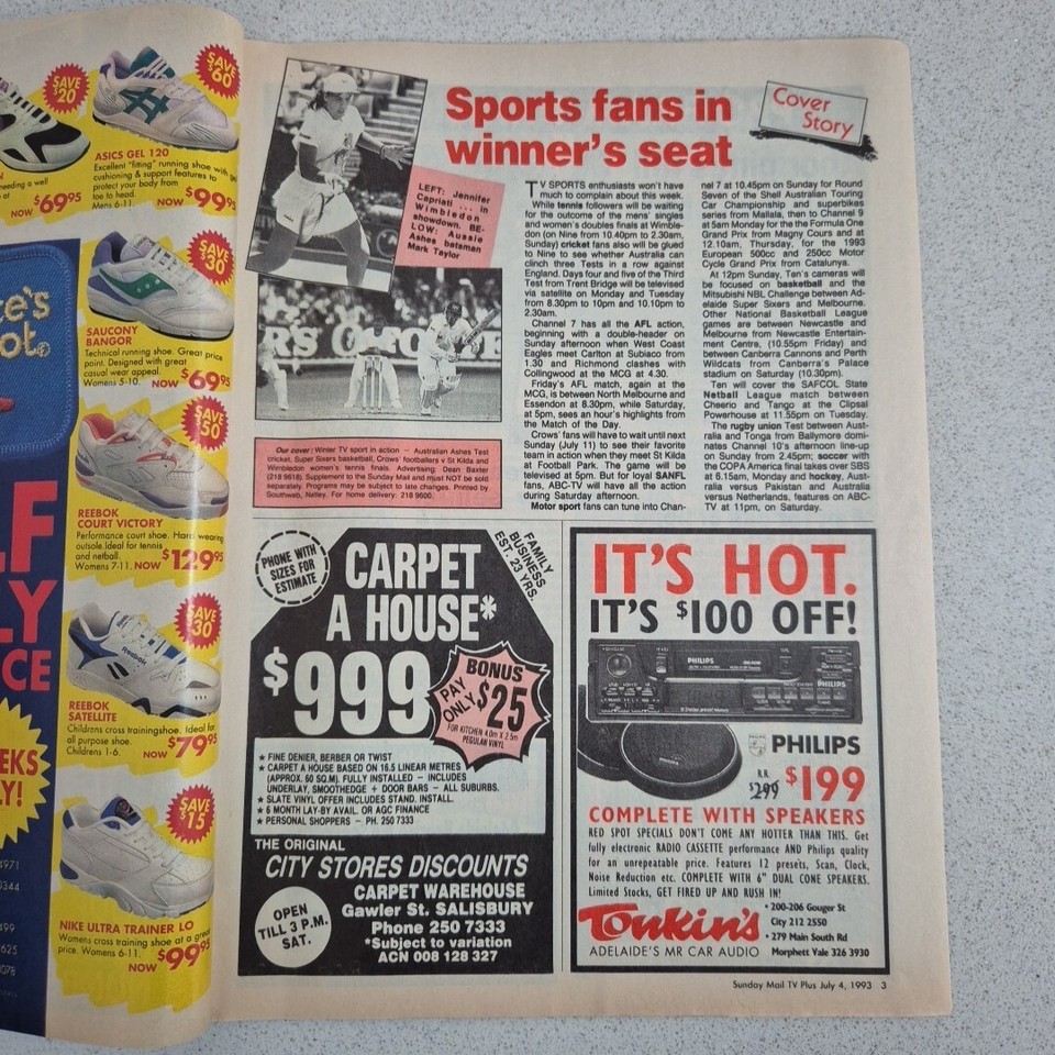 TV PLUS Vintage Australian Magazine July 4, 1993 MARGARET URLICH