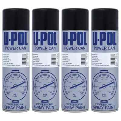 4 x U-Pol Satin Black Power Dose 500ml Spray Aerosol PCSB/AL Upol