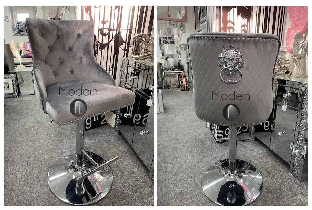 Grey bar stool with knocker online