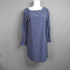 Banana Republic Womens Dress 8 Blue Polka Dot Mod Retro Minimalist Classic