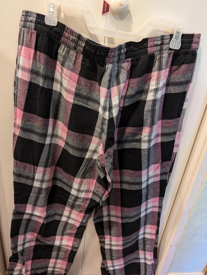 WOMEN'S FADED GLORY PINK CHECK PAJAMA LOUNGE PANTS Sz L - Image 3 of 4