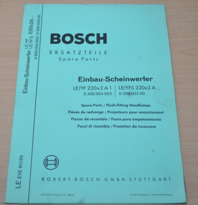 Bosch Einbau Scheinwerfer LEYF 220 x2A1 LEYFS 220x2A Glasscheibe Ersatzteilliste