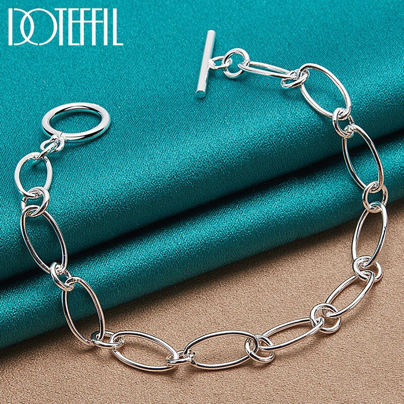 DOTEFFIL 925 Sterling Silver Chain Bracelet - Unisex, Simple & Elegant, Gift Ready