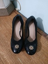 Tory Burch Jolie Pumps Heels  Black  Leather  Patent Leather Trim Sz. 6 1/2 M