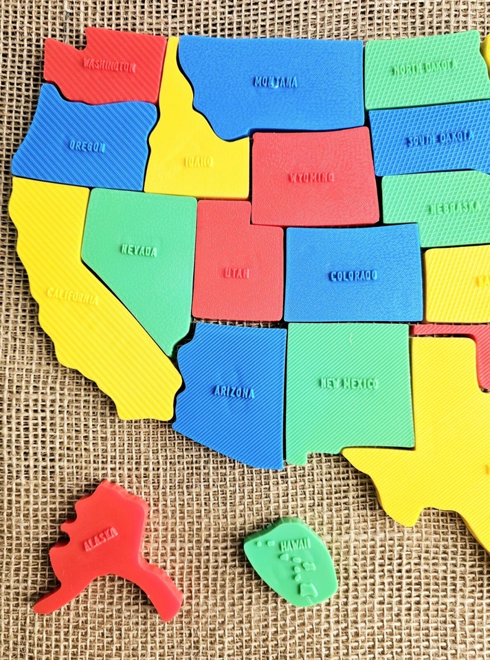 Mapa rompecabezas plástico imanes 50 estados de Estados Unidos vintage Foto 2 de 4