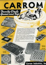 1944 PAPER AD Carrom Toy Play Games Nok Hockey Commando War Games