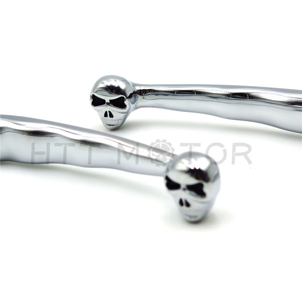 Palancas de embrague de freno de calavera cromadas para Yamaha Virago XV 250 535 700 750 1000 1100 Foto 2 de 4