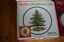 Spode Christmas Tree Holiday Buffet Set Dinner Plate, Cup Saucer -England NEW