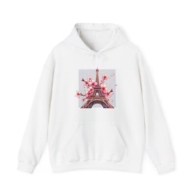 Adult Hoodie Sweatshirt Anime Style Eiffel Tower with Cherry Blossoms Artwork