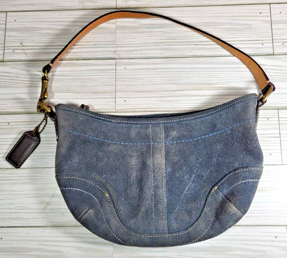 Coach Blue Suede Hobo Bag Purse Great Condition Super Cute Tote | eBay