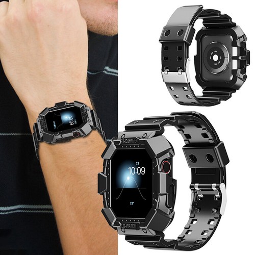 Designed for Apple Watch Series 9/8/7/6/5/4/3/2/Se,Rugged Case with Strap Bands - Picture 7 of 31