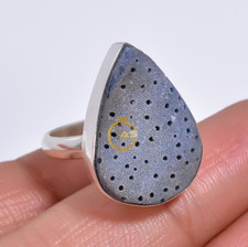Blue Sponge Coral Ring 925 Sterling Silver Handmade Statement Boho Rings Jewelry