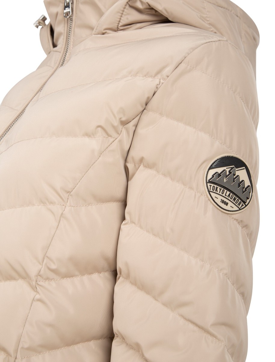 Women's Ladies 3/4 Length Quilted Padded Coat Hooded Puffer