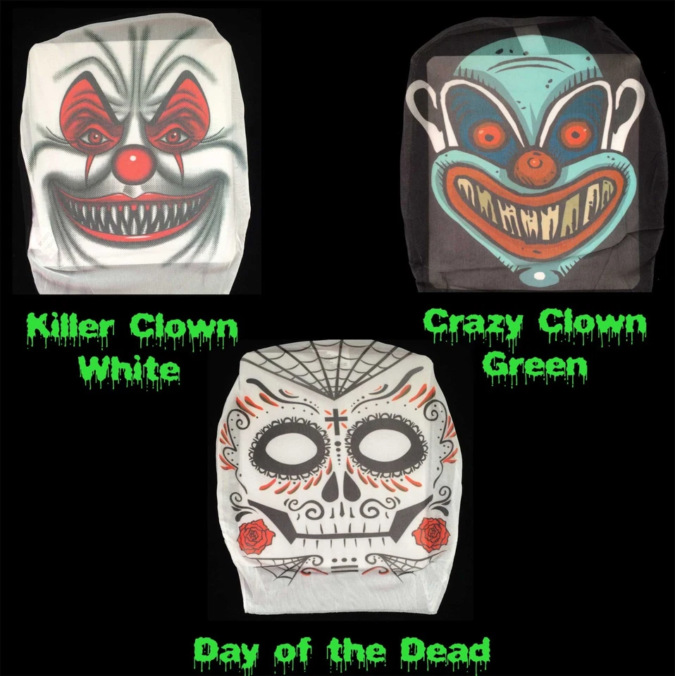 Creepy Hooded SHEER STRETCH ZOMBIE MASK Morph Costume-CLOWN-Sugar Skull-CHOOSE 1 - Image 2 of 4
