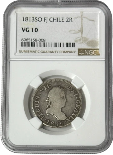 1813-SO FJ Chile 2 Reales Silver Santiago Mint Ferdinand VII NGC VG 10